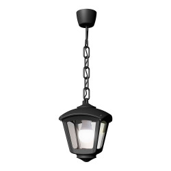 Candeeiro de teto com corrente sicar/roby, transparente, e27, preto, 195 x 195 x 700 mm