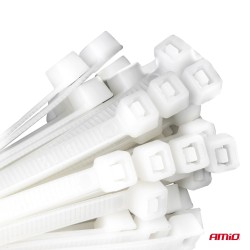 Abraçadeiras de nylon brancas 4,8×200mm, pacote com 100 unidades. AMIO-04310