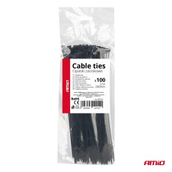 Abraçadeiras de Nylon Pretas 2,5×200mm 100 un AMIO