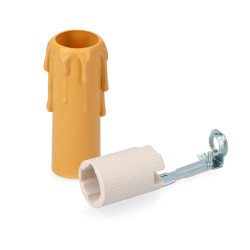 E-14 porta-lâmpadas em porcelana + vela média creme (embalado)