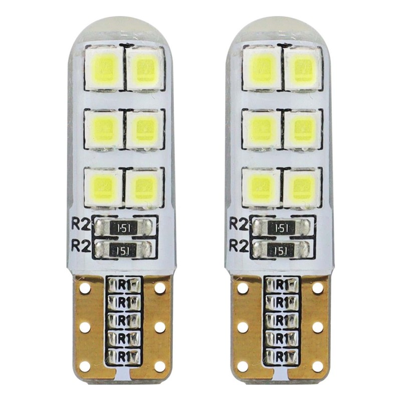 Kit 2 Lâmpadas LED STANDARD T10 W5W 12xSMD 2835 12V Silicone AMIO