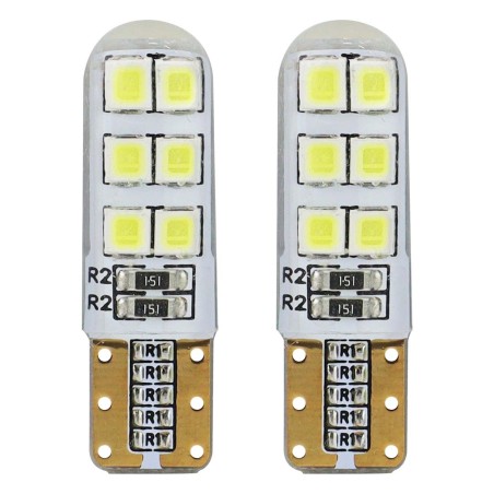 Kit 2 Lâmpadas LED STANDARD T10 W5W 12xSMD 2835 12V Silicone AMIO