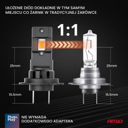 Kit 2 Lâmpadas LED X4 Aviator Series para Carro H7/H18 6500K Canbus AMIO