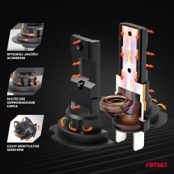 Kit 2 Lâmpadas LED X4 Aviator Series para Carro H7/H18 6500K Canbus AMIO