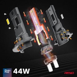 Kit 2 Lâmpadas LED X4 Aviator Series para Carro H7/H18 6500K Canbus AMIO