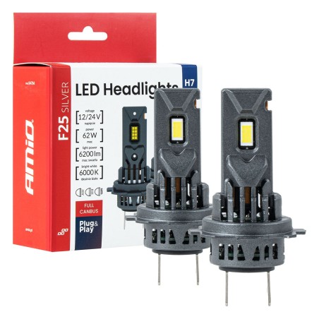 Kit Lâmpadas LED Automotive F25 PRATA FULL CANBUS 62W H7 H18 12V 24V AMIO
