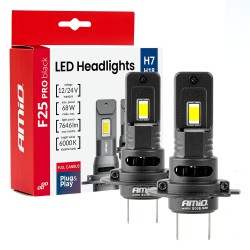 Kit Lâmpadas LED Automotive Série F25 PRO BLACK FULL CANBUS H7 68W 12V 24V AMIO