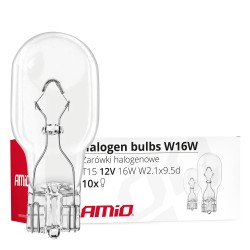 Lâmpadas Halógenas W16W T15 16W W2.1x9.5d 12V 10 un (E4) AMIO