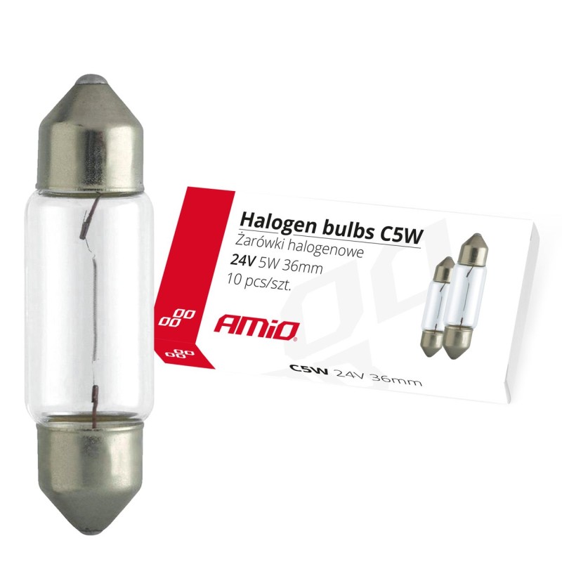 Lâmpadas Tubulares C5W Festoon 36mm 24V 10 un AMIO