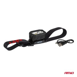 Lanterna de Cabeça Recarregável com Sensor de Movimento XPG+COB 1000mAh (BATT) AMIO