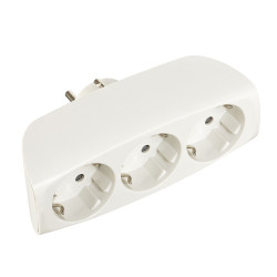 Adaptador triplo 2p+e, 16a 250v~ entrada frontal, branco (retrátido)