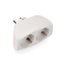 Adaptador duplo 2p+e, 16a 250v~ entrada frontal, branco (retrácido) (embalado em película)