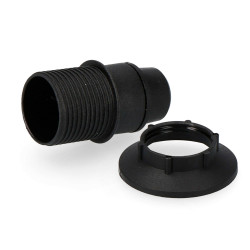Casquilho e14 semi-rosca + anilha (retractilado) preto solera
