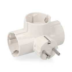 Adaptador triplo 2p+e, 16a 250v~ entrada lateral, branco (retrátido)