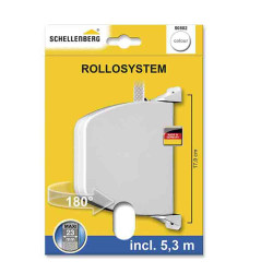 Enrolador de exterior branco giratorio 180° com 5,3 m de fita, 34 x 188 x 156 mm