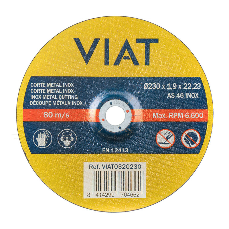 DISCO CORTE FINO 1,9mm INOX-METAL Ø230x1,9x22,23mm VIAT0320230