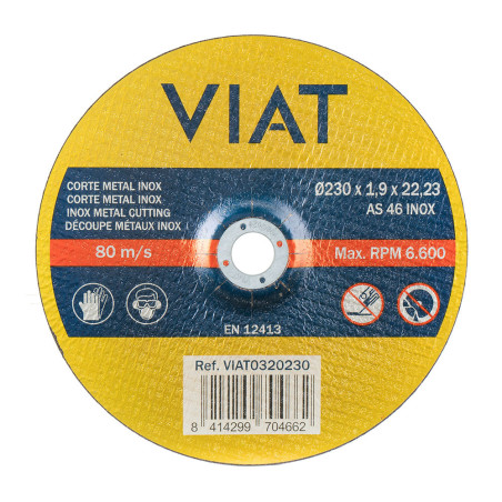 DISCO CORTE FINO 1,9mm INOX-METAL Ø230x1,9x22,23mm VIAT0320230