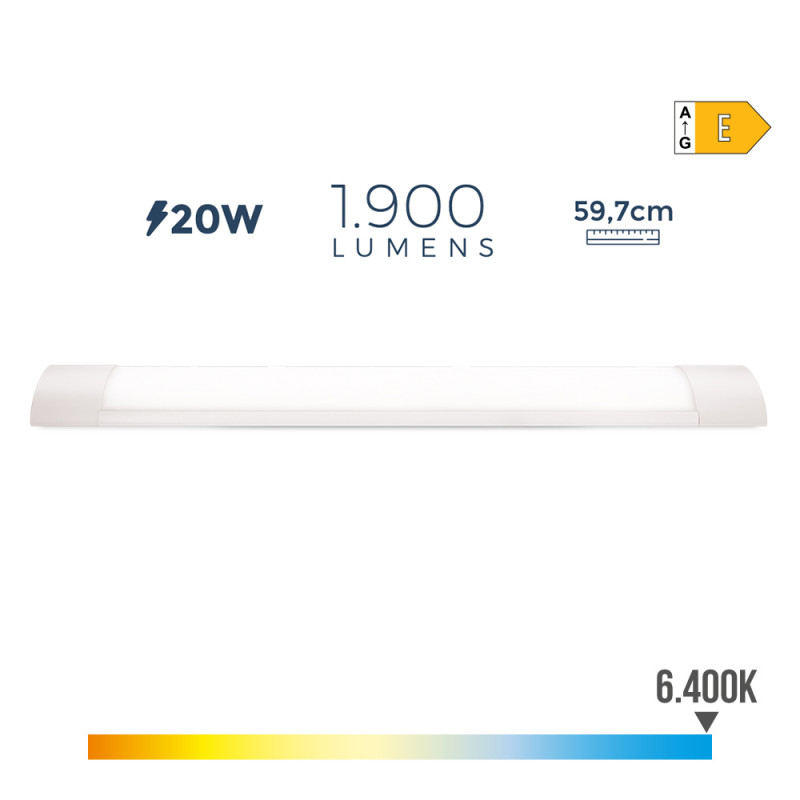 Armadura eletrónica led 20 w 6500 k luz fria 1900 lm 8 x 59,7 x 3,1 cm