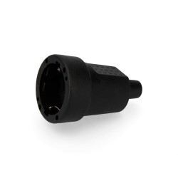 Ficha fêmea de borracha 10/16a 250v t/tl ip44 4,8mm preta (retractilada) edm