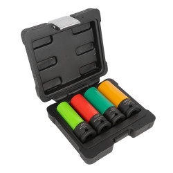 CONJUNTO DE 4 CHAVES DE CAIXA DE IMPACTO PARA RODAS DE LIGA LEVE - 1/2''